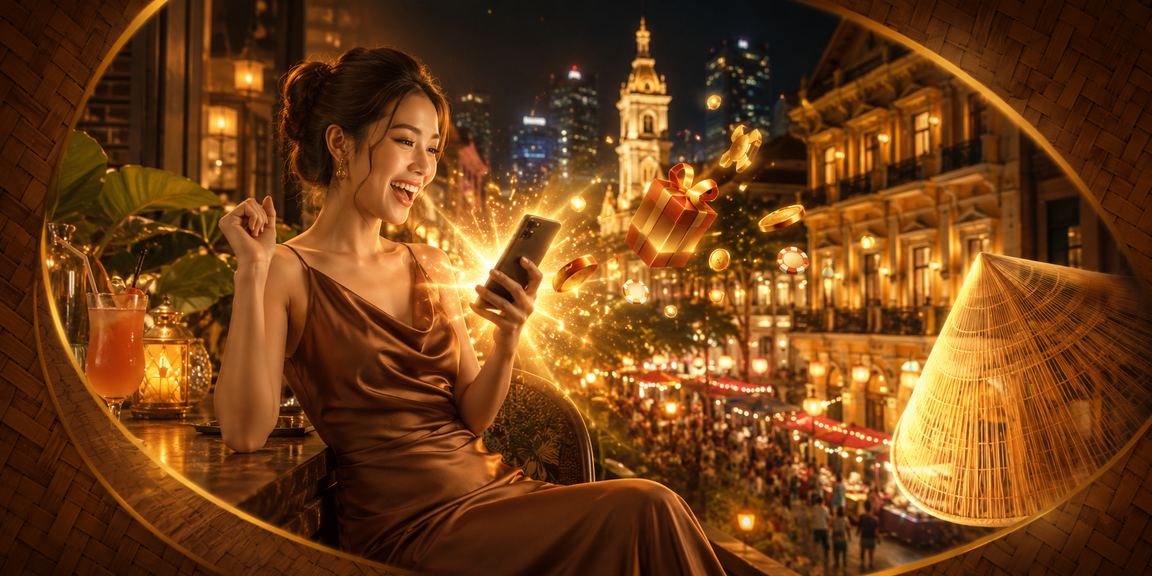 Người dùng tại TP. Hồ Chí Minh trải nghiệm casino trên di động với nón lá truyền thống