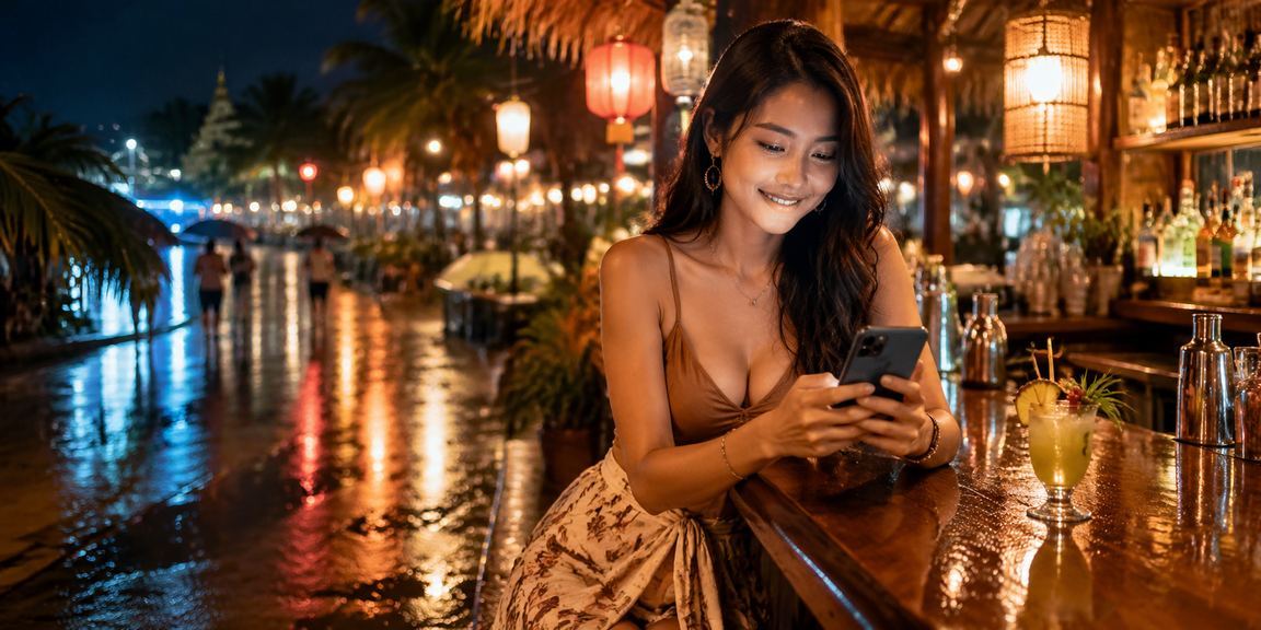Người chơi sử dụng điện thoại tại chợ đêm Phú Quốc để trải nghiệm casino di động